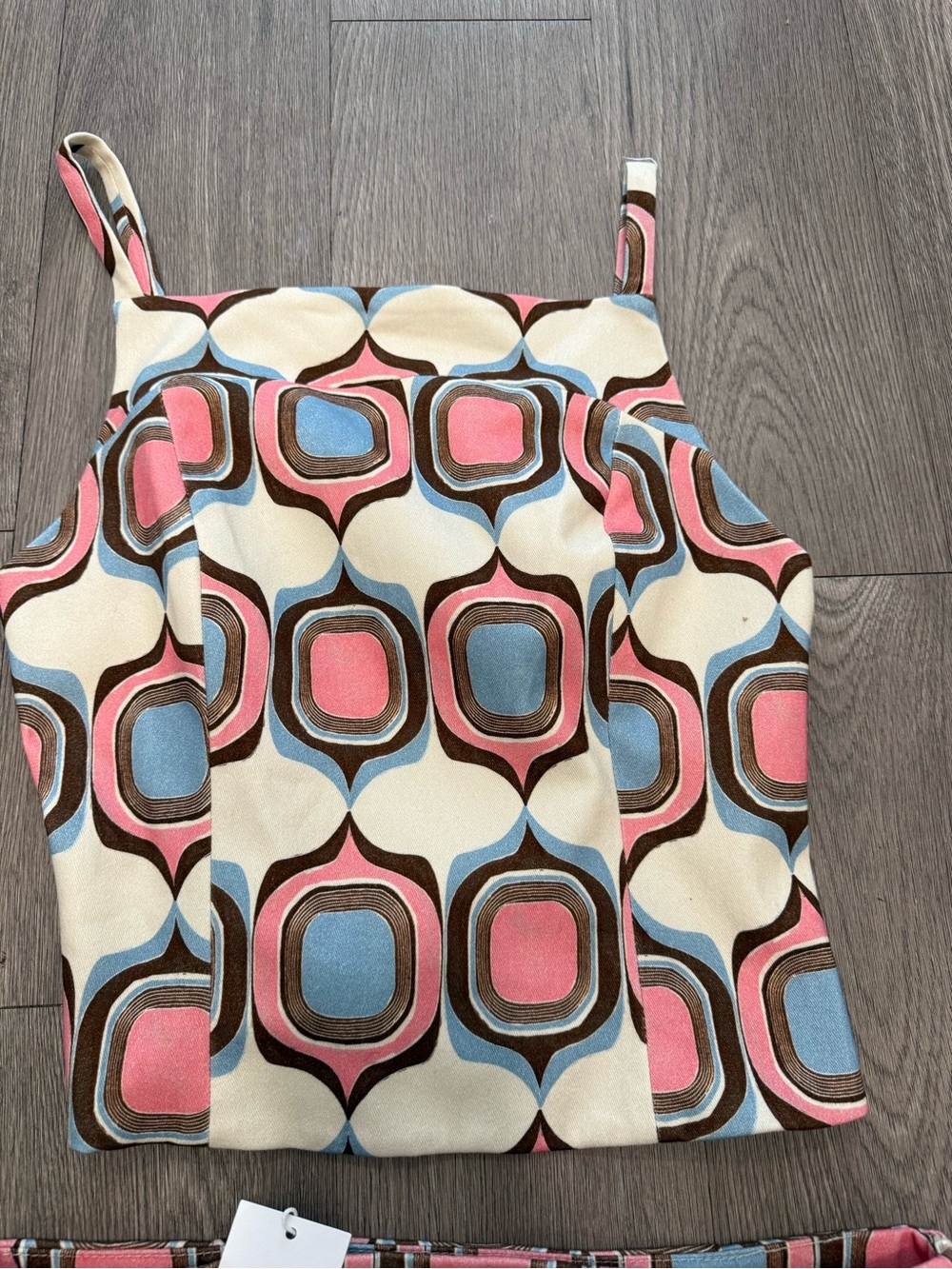 Retro Geo Print Crop Top & Mini Skirt Set – Pink/Blue - Top S; skirt size 4 - Picture 3 of 5